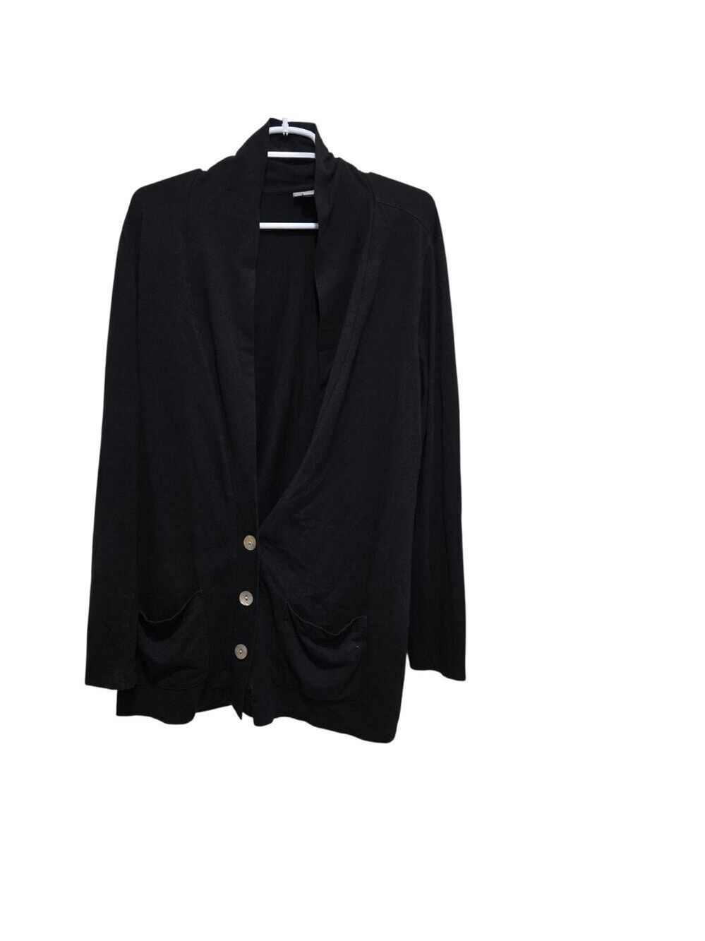 J Jill Stretch Large Black Shawl Collar Button Front Cardigan